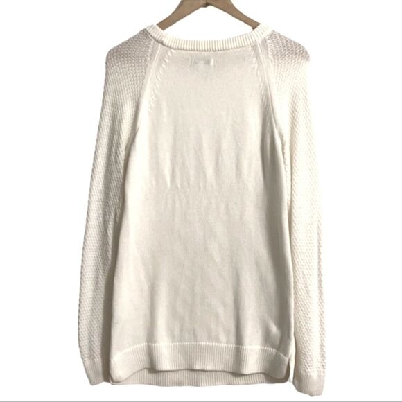 SONOMA Herringbone Pattern Crewneck Long Sleeve Sweater White Women Size M - Picture 2 of 9